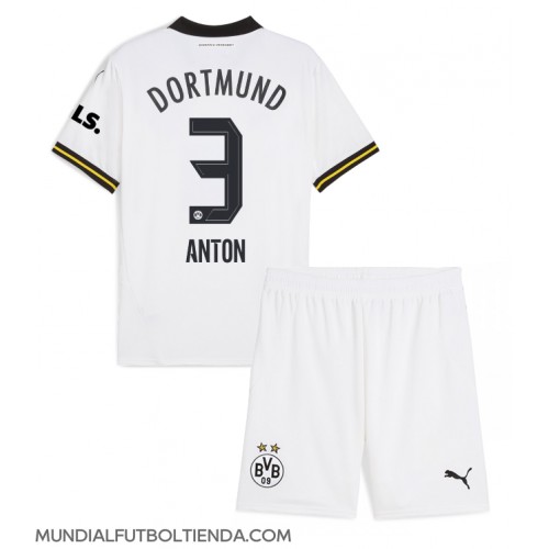 Camiseta Borussia Dortmund Waldemar Anton #3 Tercera Equipación Replica 2024-25 para niños mangas cortas (+ Pantalones cortos)